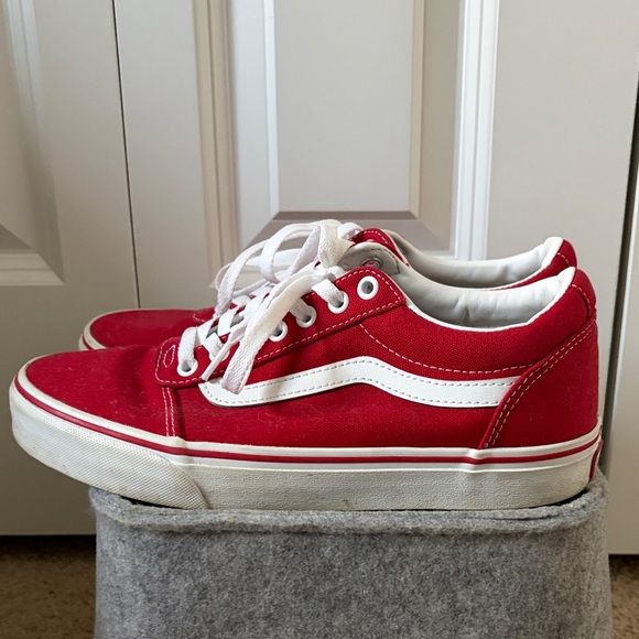 Vans Red and White Low Top Sneakers - Picture 4 of 6